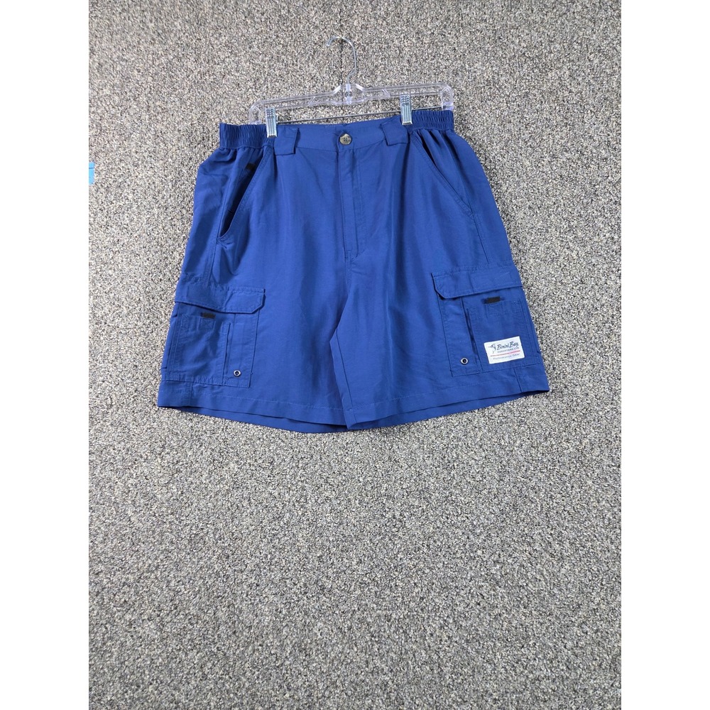 Bimini Bay Fishing Shorts Mens 36 Blue Excellent Cargo Pockets 100% Nylon 11oz